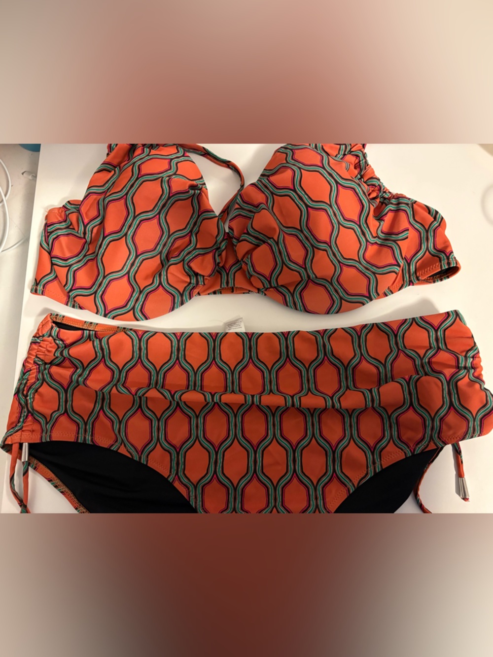 Vibrant Orange Geometric Bikini Set